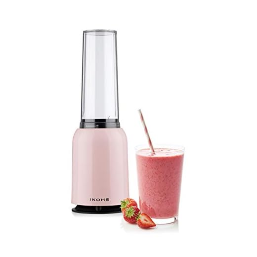 CREATE / MOI SLIM / Batidora de Vaso rosa / Batidora personal para Smoothies y Batidos, 230 W, Individual, Portátil, Cuchillas de Acero Inoxidable, 230W, Libre de BPA