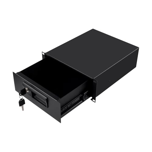 GeeekPi Cajón con cerradura de montaje en rack 2U, caja de gabinete de servidor de 10 pulgadas para gabinete de servidor DeskPi RackMate T2