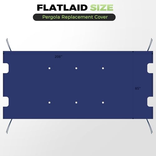 Image of 85'' x 208'' Universal Pergola Replacement Cover for Doubleton Steel Pergola L-PG080PST, Waterproof Sunshade Canopy Top for Patio Gazebo, Deck, Porch, Yard, Outdoor Cover Only (Dark Blue)