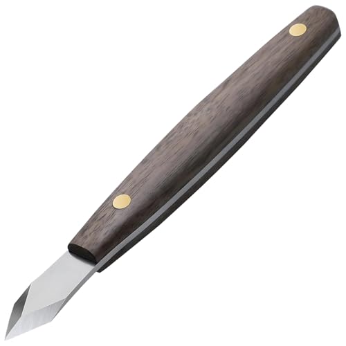 Leather Carving Knife – Dual-Bevel 20cm Wood Handle