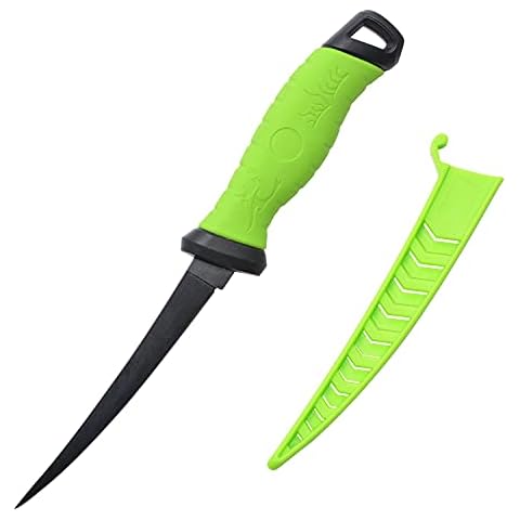 ENTSPORT Outdoors Fillet Knife Professional Fishing Knives Non-Stick Coating Stainless Steel Blade Boning Knife with Sheath(7" Fillet Knife with Non-Slip Handle) Cover