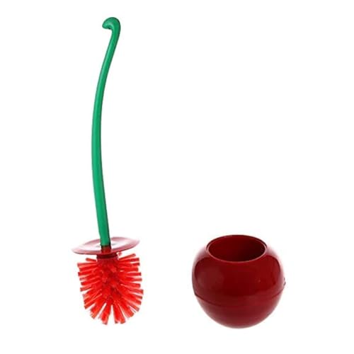 Cherry Toilet Brush and Holder Cute Design Premium Quality Household Toilet Bowl Brush with Solid Handle and Durable Bristles for Bathroom Cleaning