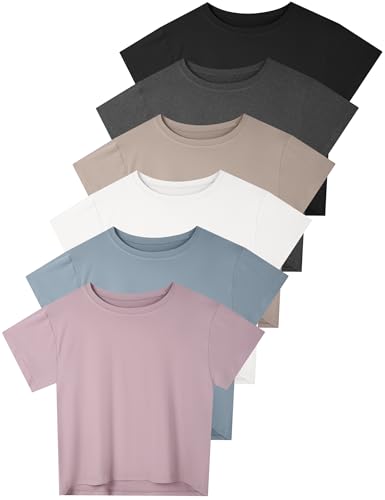 La mejor comparación de Ropa de Balonmano para Mujer - 5 favoritos. 41 Dalavch - Paquete de 6 camisetas de manga corta para mujer, atlética, entrenamiento, yoga, correr, gimnasio, casual, ajuste holgado, 1 Negro 1 Blanco 1 Gris Jaspeado 1 Rosa 1...
