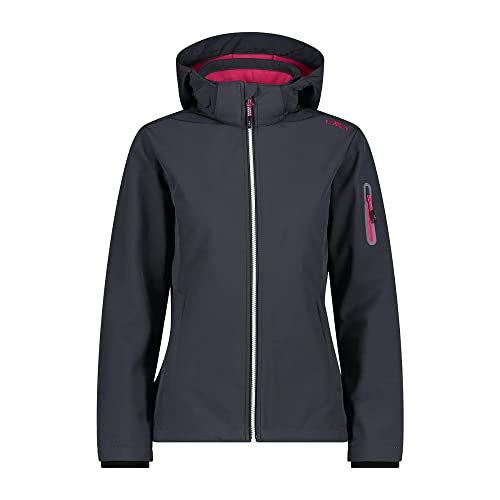 CMP - Damen-Softshelljacke mit abnehmbarer Kapuze, Titan-Fuchsia, D44