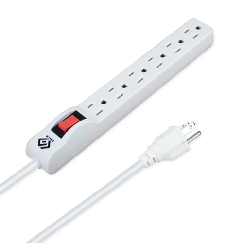 OSKOS 2-Pack Multitoma 6 Enchufes con Cable de 3 Pies, 15A/1800W, Montable en Pared, Certificado UL miniatura 4