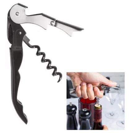Olrada Waiter Corkscrew Wine Opener with Foil Cutter, Professional Wine Key for Bartenders and Waiter, Black Bottle Opener 1Pc - Image 4 thumbnail
