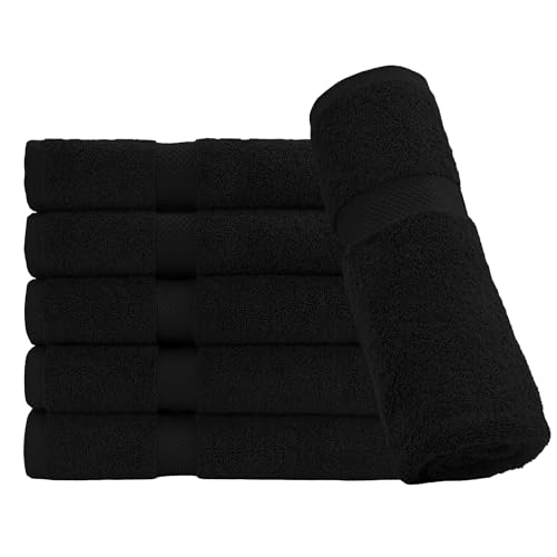 HERCULEAN Premium Bath Towels 24 x 48 Pack of 6 | Quick Dry and Highly Absorbent | 100% Cotton Terry Towels for Bathroom - Perfect for Shower - Pool and Spa - Luxury Soft Towels - Black - Image 6