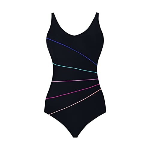 Bañadores Mujer con Aros Traje De Baño para Mujer Talla Grande Control De Barriga Traje De Baño De Una Pieza Moldeador De Figura Cuello En U Trajes De Baño Push Up A Rayas Traje De Baño Moda