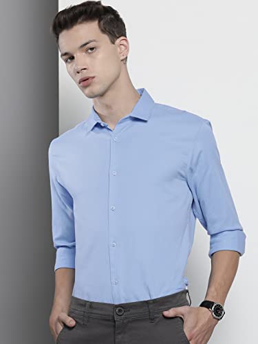 Image of The Indian Garage Co Men Regular Fit Solid Full Sleeves Spread Collar Formal Shirt