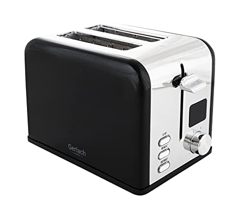 Gerlach GL 3221b Toaster mit LCD-Anzeige, 1100 W, Toaster mit breite Toastschlitze, Automatik-Toaster mit 3 Funktionen…