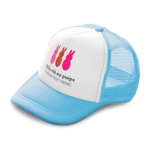 Custom Kids Trucker Hat Chillin with My Peeps Easter Funny Polyester Boys Caps & Girls Caps Adjustable