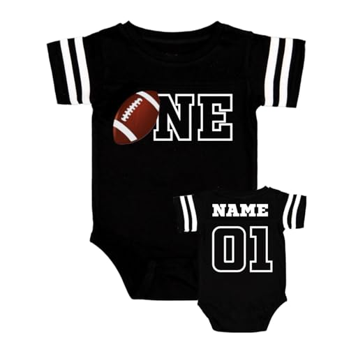 Personalized Custom Football Jersey Styled Tshirt, First Years ONE, Two, Three, Four & More, for birhdays, Game Day, Cheer Fan Custom Design Options, Baby, Toddler Youth Sizes, Black3