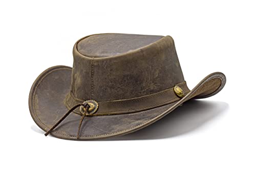 Hadzam Jungle Grain Leather Cowboy Hat Shapeable As Outback Hat Durable Leather Hats For Men Western Hat Western Hats For Men Brown #TOP7