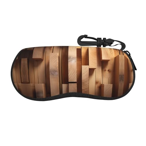 Funda para gafas de sol con estampado de jardín, funda de neopreno suave con cremallera para mujeres, niñas y hombres, Tablones verticales de madera de roble de carpintería, One Size