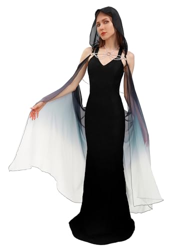 DAZCOS Women's Chiffon Hooded Cape Elf Sheer Cloak...