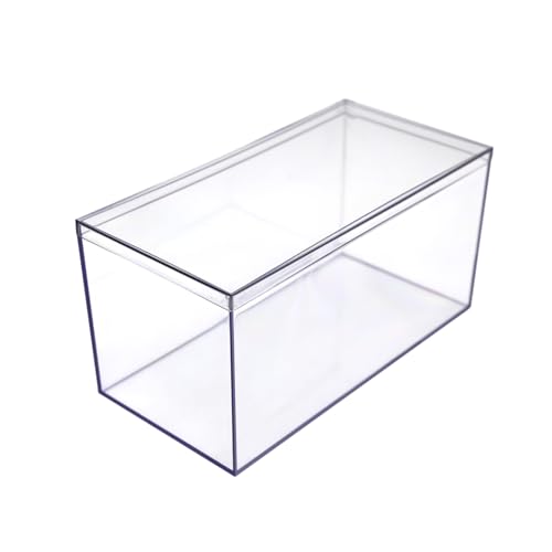 Image of 4 Clear Acrylic Boxes for Display, 8 inch Lx4 Wx4 H Storage Containers with Lids, Made in the USA, Clear Boxes for Gifts, Collectibles, Figures, Arts & Crafts Organization