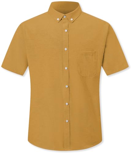 Image of SANGTREE Men & Boy Striped Multicolor Oxford Cotton Shirt,Comfortable Fit,Short Sleeve Collared Shirt