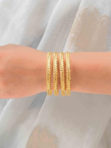 Image of Zeraki Jewels Women's Traditional Gold Plated Bangles Set | Elegant Designer Kada Bangles | Classic Ethnic Jewellery for Women & Girls | Perfect for Wedding, Festive & Daily Wear