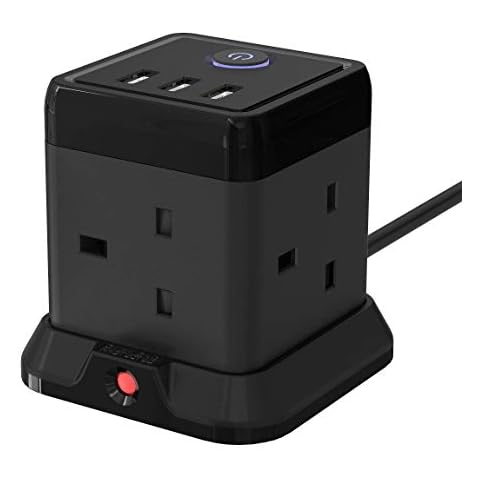 Hulker Cube Extension Lead with USB Ports Cover