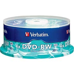 Verbatim DVD-RW Rewritable Media Spindle, 4.7GB/120 Minutes, Pack of 30