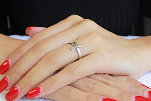 CloseoutWarehouse 925 Sterling Silver Protection from Harm Ankh Cross Ring (Sizes 4-15)4