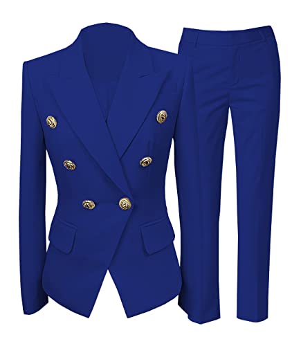JinXuanYa Women's Two Piece Suit Casual Solid Work Pant Suit Lady Open Front Blazer Office Cardigan Jacket（Jacket+Pant）