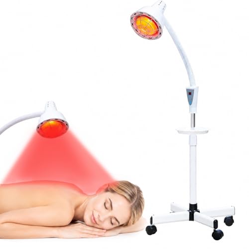 Rhmip Infrared Light 275W Red Near Infrared Heat Lamp for Relieve Joint Pain and Muscle Aches Adjustable Red Light Standing Lamp Set