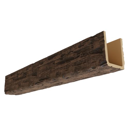 EKENA MILLWORK BMSTS3C00600X0600X96KB Salvaged Timber HeritageTimber Ceiling Faux Wood Beams, 5.5-in. W x 5.5-in. H x 8-ft. L, Kona Brown