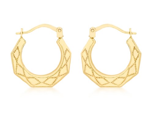 Boucles d'oreilles créoles Carissima or jaune 9 ct femme motif 16 x 17 mm