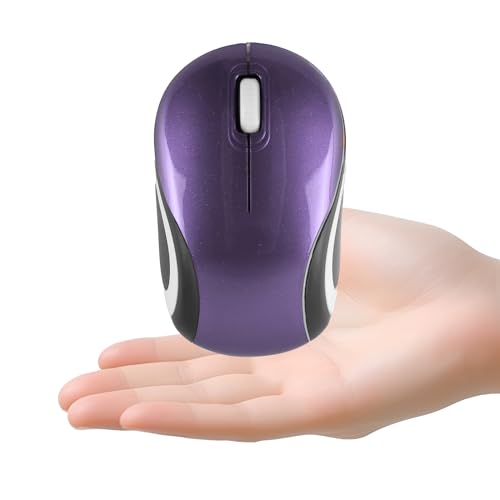 elec Space Mini Small Wireless Mouse for Kids Children 3-7 Years Old Child Size Optical Portable Mini Cordless Mice with USB Receiver for Laptop Computer (Purple)