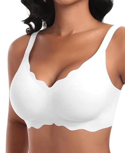 Ganado Sujetadores sin Aros Mujer Sujetador Push Up sin Costuras con Relleno Bralette con Cuello En V Sexy Sostenes Básicos (Blanco,L) | Ya disponible en tu tienda friki favorita! En mundofriki.es!