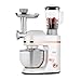 KLARSTEIN Lucia Elegance - Robot multifonction, Robot pâtisserie, Robot cuisine, Mixeur et hachoir à viande, 1300W, 6 vitesses, Fonction Pulse, Bol en inox 5L/pichet en verre 1,5L - Blanc