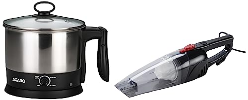 Image of AGARO Regal 800 Watts Handheld Vacuum Cleaner, Lightweight & Durable Body, Small /Mini Size (Black) Esteem Multi Kettle 1.2 Litre, 600W with 3 Heating Modes & Rapid Boil Technology