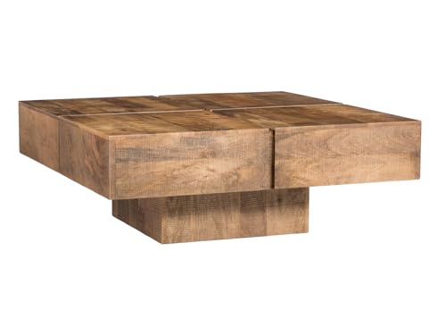 Woodkings® Couchtisch Amberley Holz, Echtholz modern, Design, Massivholz exklusiv, Lounge Coffee Table günstig (Mango, 80x80)