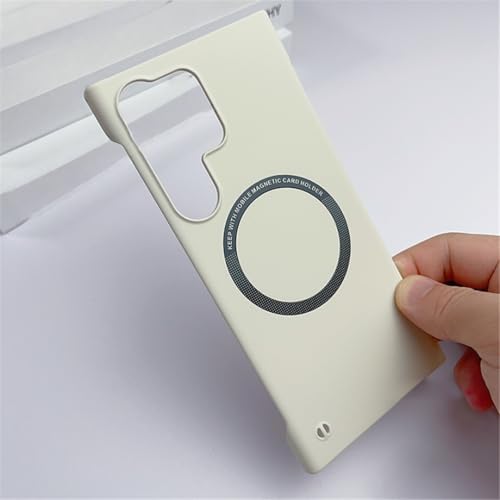 Coque Samsung S24 magnétique ultra-fine et rigide mate blanche sans cadre de luxe