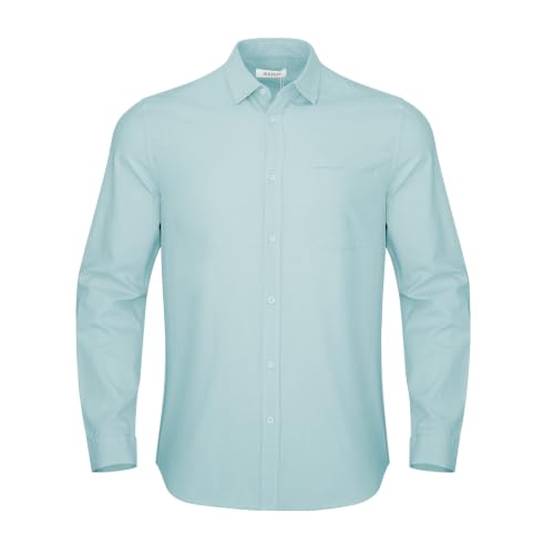 Image of JEKAOYI Mens Button Down Cotton Linen Shirts Casual Long Sleeve Beach Tops