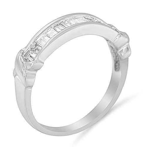 Haus of Brilliance .925 Sterling Silver 1/2 Cttw Baguette Cut Diamond Channel Set X-Station Wedding Ring (H-I Color, I1-I2 Clarity) - Size 7-1/2