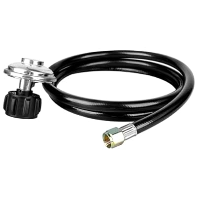 Vertical 6FT Propane Regulator and Hose, Universal Gas Grill Regulator Replacement Parts for Most Gas Grills, Fire Pit and Weber, 3/8" Female Flare Nut