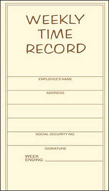 Egp Pocket Size Weekly Time Record, Size 8 X 5, Quantity 250 #TOP3
