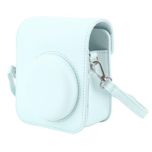 Estojo Protetor Para Câmera Phetium Instant Mini 12 Compatível com Instax Mini 12 11, Bolsa de Couro PU com Bolso e Alça de Ombro Ajustável (Azul)
