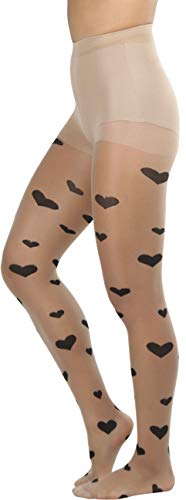 Image of ToBeInStyle Women's Valentine Day Themed Opaque Sheer Pantyhose w /Heart Love