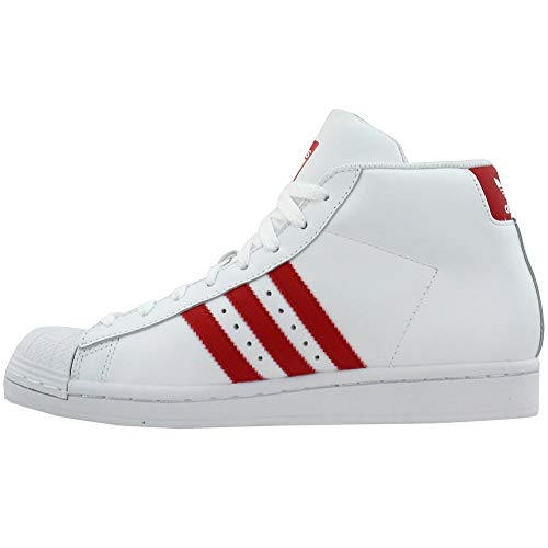 adidas Juniors Pro Model J Mid Sneakers Basketball Shoes, White/Scarlet Red, 73