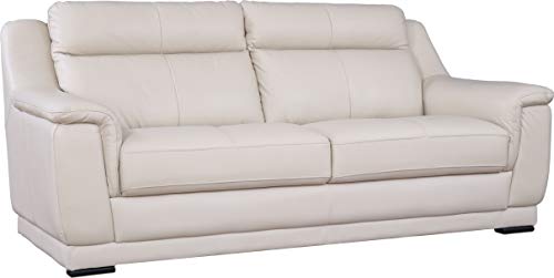 Image of Hometown Agata Half Leather Three Seater Sofa in Beige Color By Hometown
