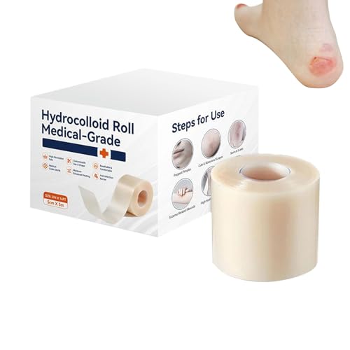 Rollo De Apósito Hidrocoloide – 5cm X 5m Impermeable Autoadhesivo Cuidado De Heridas | Parche Transpirable Absorbente Para Ampollas Acné Quemaduras Rodillas Codos Dedos Curación Flexible