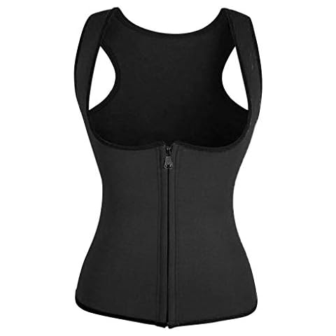 99AMZ Women Underbust Corset Sport Workout Body Shaper Vest Women Waist Trainer Cincher Slimming Fitness Tummy Control Tank Waist Trainer Vest Zipper Corset Plus Size (Black, 2XL) Cover