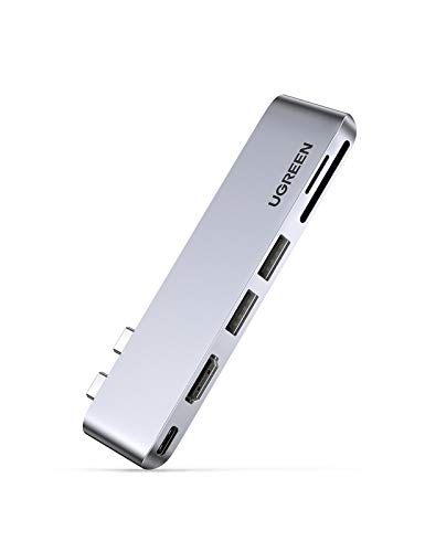 UGREEN 6 in 2 Adapter Hub USB C HDMI 4K kompatibel mit MacBook Pro Air M2 M1 2022 bis 2016, Multiports USB 3.0 5 Gbps, Thunderbolt 3 6K Video, 100 W PD, 40 Gbps Ăśbertragung, SD-Kartenleser TF