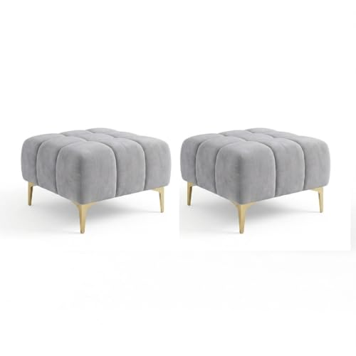 Image of Hermione 5 Seater L Shape Sofa Set with 2 Movable Ottoman | Flexible Left or Right Layout | Luxe Velvet Suede Fabric | Comfortable Seating | Modern Sofa for Living Room - Light Gray