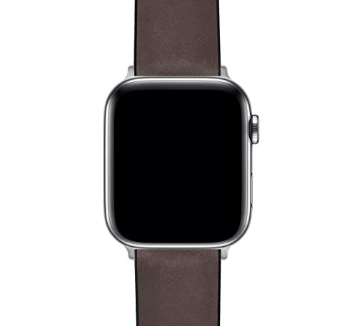 Image of BARTON WATCH BANDS- Black Leather and Rubber Hybrid - Choose Color & Size - Compatible with All Apple Watches (Ultra, SE, 8, 7, 6, 5, 4, 3, 2, 1) - 38mm, 40mm, 41mm, 42mm, 44mm, 45mm, 49mm