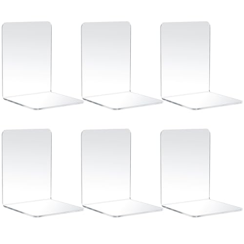 6 Pcs Buchstütze, Buchständer Buchstützen, Acryl Buchhalter Regal, Book Holder Bookends,...