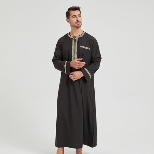 zhxinashu Muslim Thobe for Men Kaftan Mens Caftans Jubba for Mens Thobes4